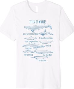 Types Of Whales Name Chart Funny Whale T Shirt