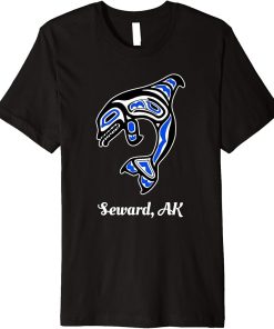 Blue Native American Seward AK Tribal Orca Killer Whale Premium T-Shirt