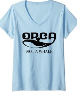 Womens Orca Whale Dolphin Retro Ocean Graphic Vintage Sea Design V-Neck T-Shirt