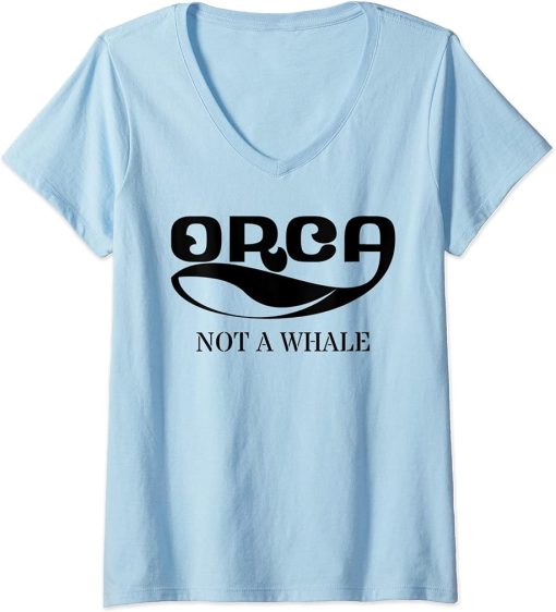 Womens Orca Whale Dolphin Retro Ocean Graphic Vintage Sea Design V-Neck T-Shirt