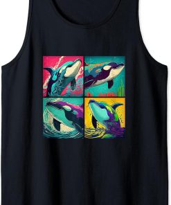 Orca Whale Pop Art Design Illustration Colorful Animal Women Tank Top