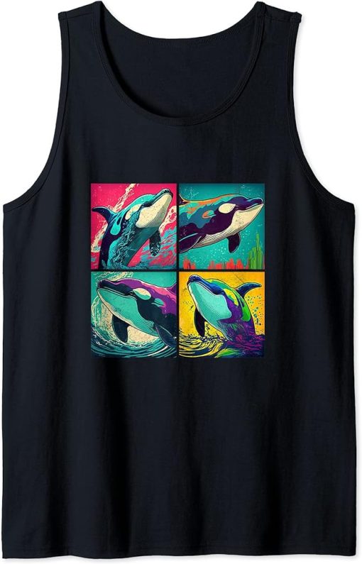 Orca Whale Pop Art Design Illustration Colorful Animal Women Tank Top