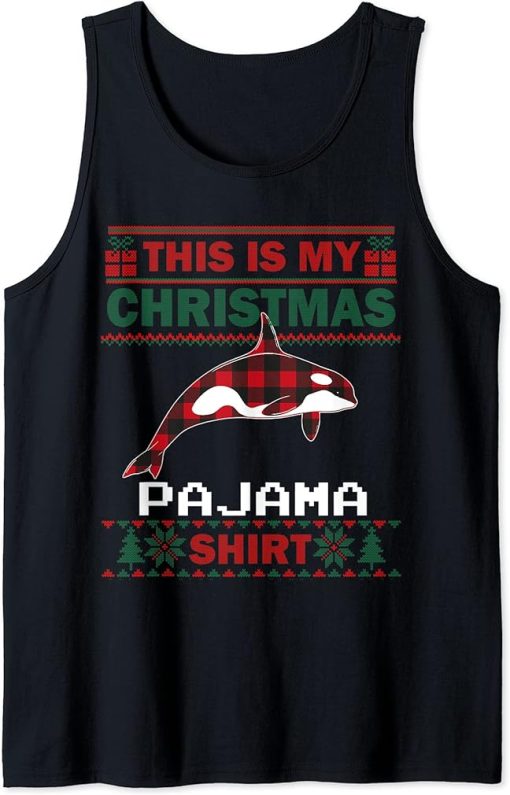 Orcas Lovers Christmas Pajama Orca Ugly Christmas Sweater Tank Top