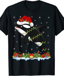 Fishing Lover Family Matching Santa Orca Fish Christmas T-Shirt